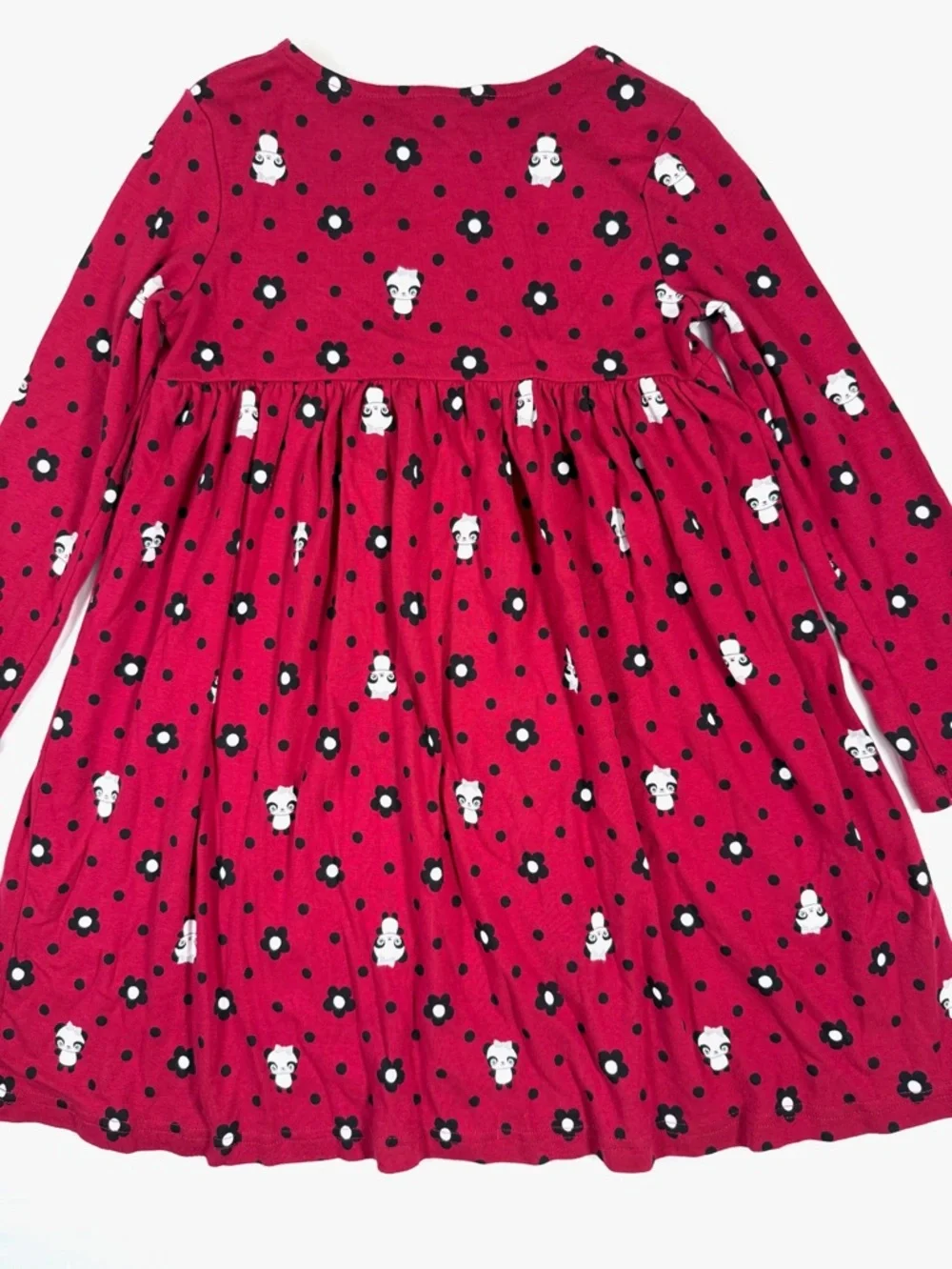 GYMBOREE‎ Girls Floral Panda Dress Size 7 Long Sleeve Cotton Skater Style 2009
